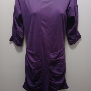 Liz Alig Cotton Dress Plum 3/4 Sleeves Size XS